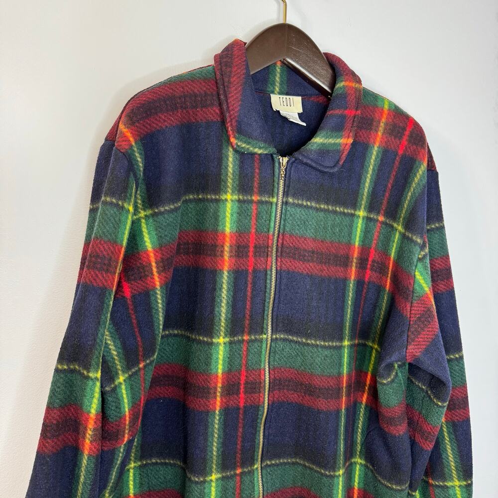 Vintage Teddi Full Zip Fleece Plaid Multi Jacket Full Zip Women's 2X - Picture 4 of 9